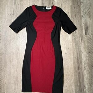 Bisou Bisou red/black bodycon dress with zipper detail. Size: 8